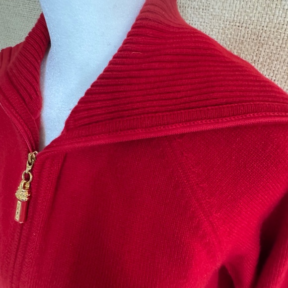 Women's St. John Sport Red Cashmere Full Zip Sweater - Size S - Picture 4 of 8